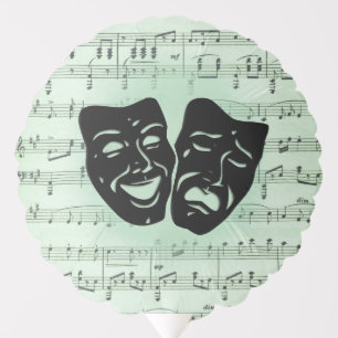 Green Music and Theater Greek Masks Balloon