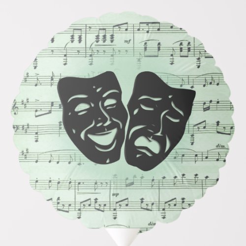 Green Music and Theater Greek Masks Balloon