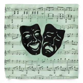 Green Music and Theater Greek Masks Bandana