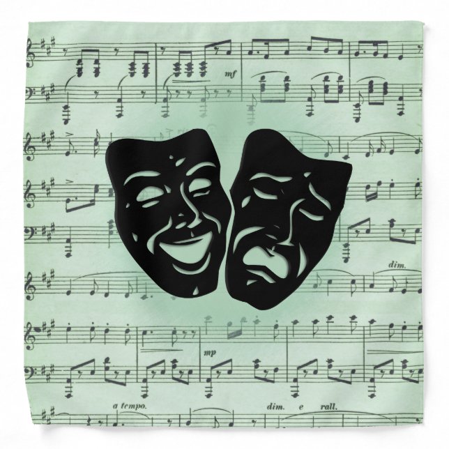 Green Music and Theater Greek Masks Bandana (Front)