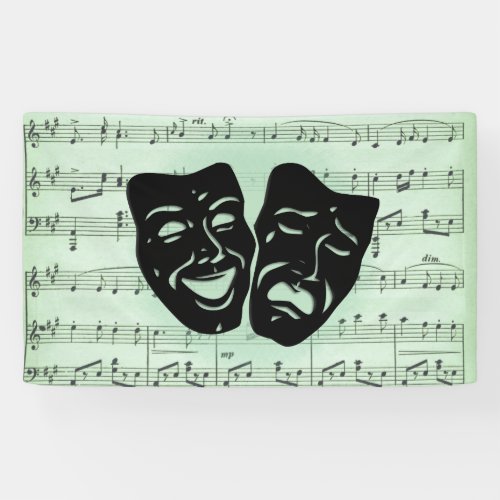 Green Music and Theater Greek Masks Banner