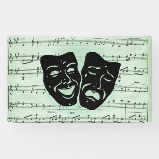 Green Music and Theater Greek Masks Banner (Horizontal)