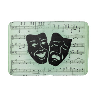 Green Music and Theater Greek Masks Bath Mat