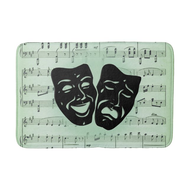 Green Music and Theater Greek Masks Bath Mat (Front)