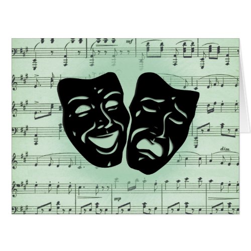 Green Music and Theater Greek Masks Blank Inside