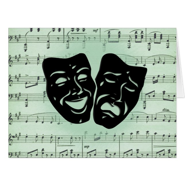 Green Music and Theater Greek Masks Blank Inside (Front Horizontal)