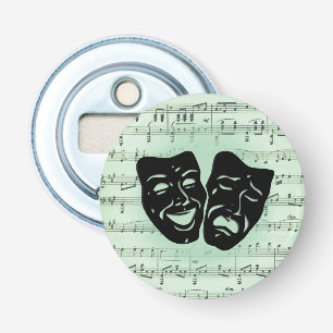 Green Music and Theater Greek Masks Bottle Opener