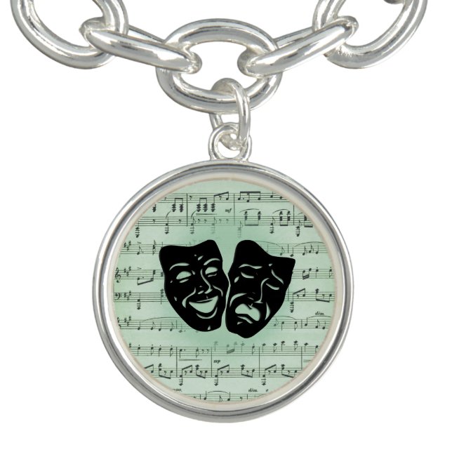 Green Music and Theater Greek Masks Bracelet (Design)