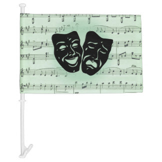Green Music and Theater Greek Masks Car Flag