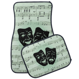 Green Music and Theater Greek Masks Car Floor Mat