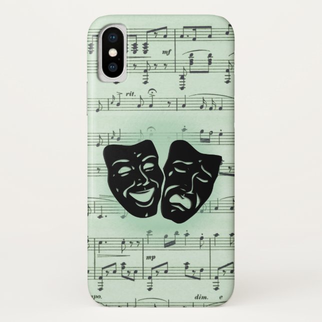Green Music and Theater Greek Masks Case-Mate iPhone Case (Back)