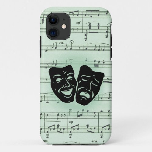 Green Music and Theater Greek Masks iPhone 11 Case