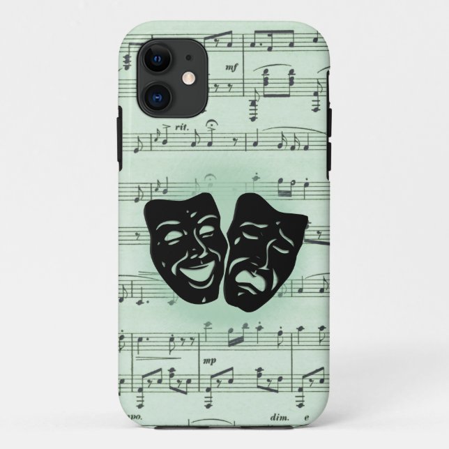 Green Music and Theater Greek Masks Case-Mate iPhone Case (Back)