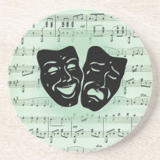Green Music and Theater Greek Masks Coaster