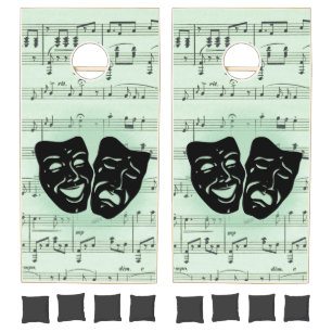 Green Music and Theater Greek Masks Cornhole Set