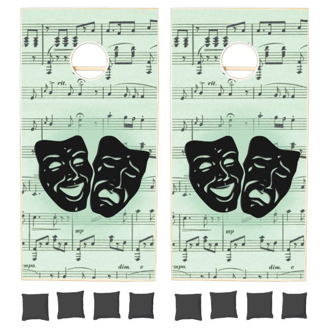 Green Music and Theater Greek Masks Cornhole Set (Set)