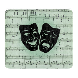 Green Music and Theater Greek Masks Cutting Board