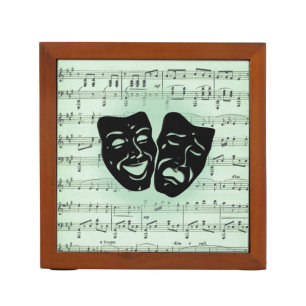 Green Music and Theater Greek Masks Desk Organizer