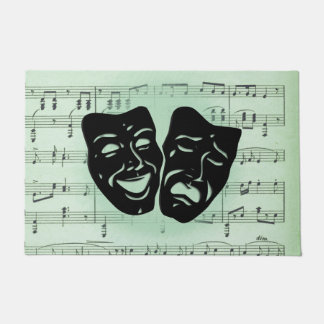 Green Music and Theater Greek Masks Doormat