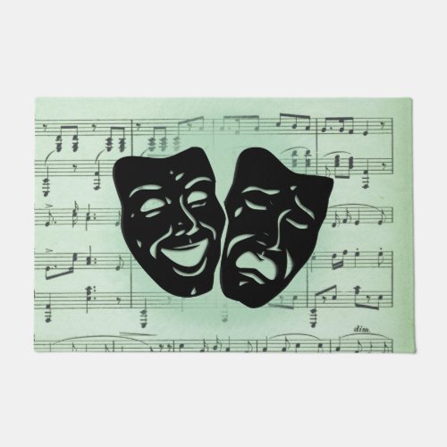 Green Music and Theater Greek Masks Doormat