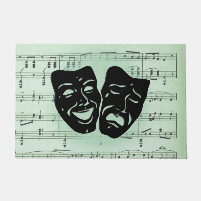 Green Music and Theater Greek Masks Doormat (Front)