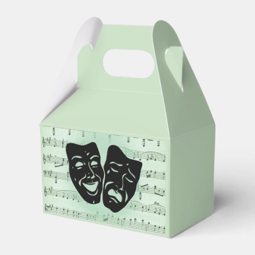 Green Music and Theater Greek Masks Favor Boxes
