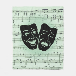 Green Music and Theater Greek Masks Fleece Blanket