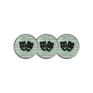 Green Music and Theater Greek Masks Golf Ball Marker