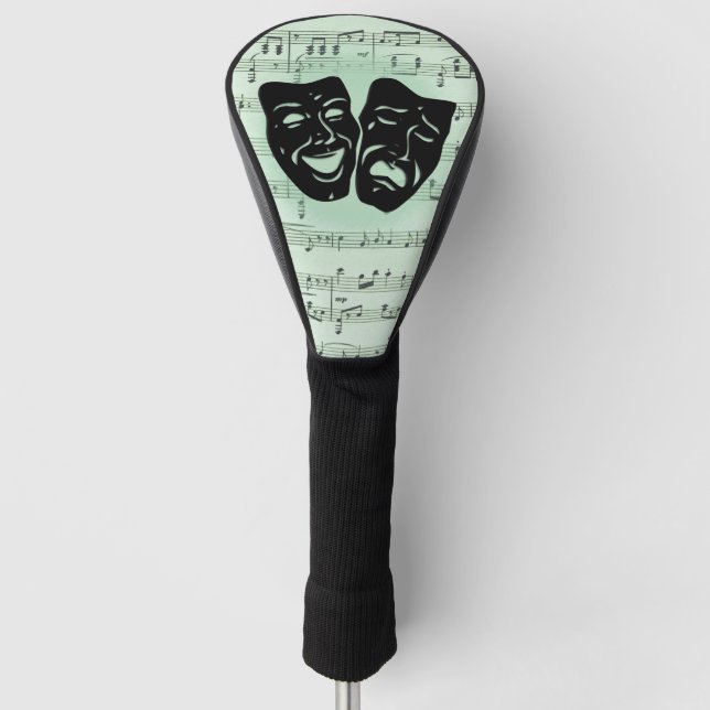 Green Music and Theater Greek Masks Golf Head Cover (Front)