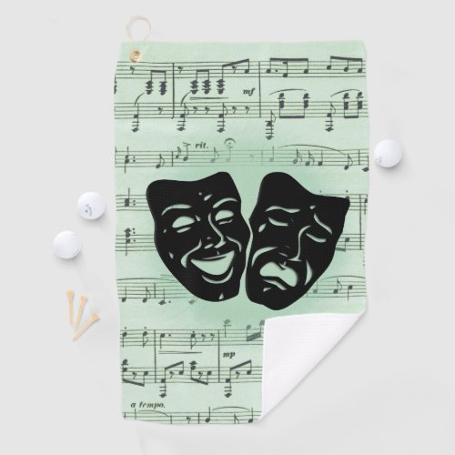 Green Music and Theater Greek Masks Golf Towel
