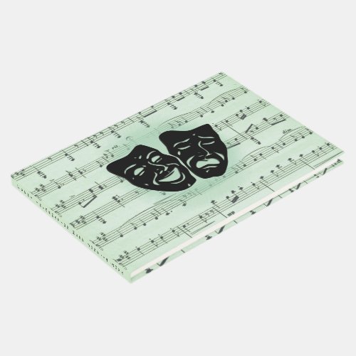 Green Music and Theater Greek Masks Guest Book