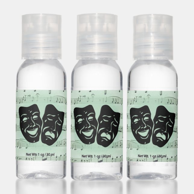 Green Music and Theater Greek Masks Hand Sanitizer (Set)