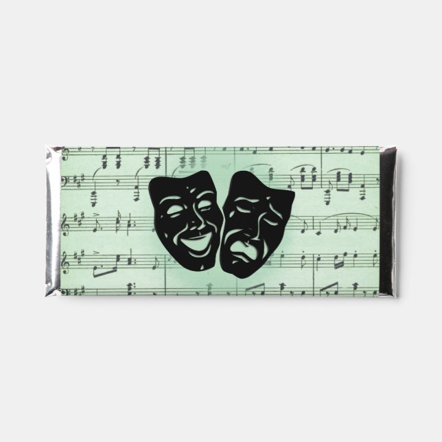 Green Music and Theater Greek Masks Hershey Bar Favors (Front)