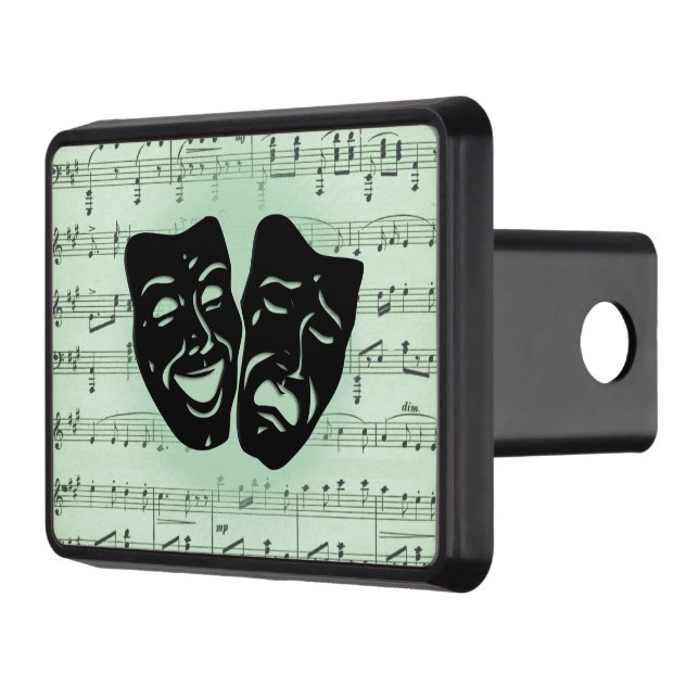 Green Music and Theater Greek Masks Hitch Cover (Left)