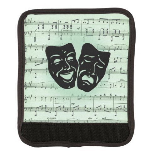 Green Music and Theater Greek Masks Luggage Handle Wrap