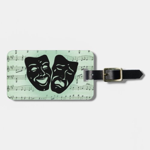 Green Music and Theater Greek Masks Luggage Tag