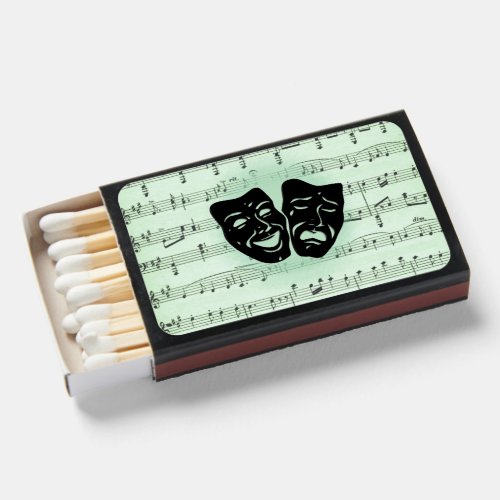 Green Music and Theater Greek Masks Matchboxes