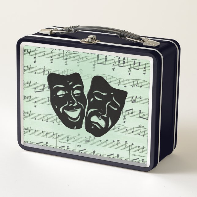 Green Music and Theater Greek Masks Metal Lunch Box (Front)