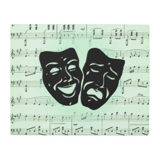 Green Music and Theater Greek Masks Metal Print