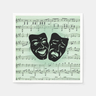 Green Music and Theater Greek Masks Napkins