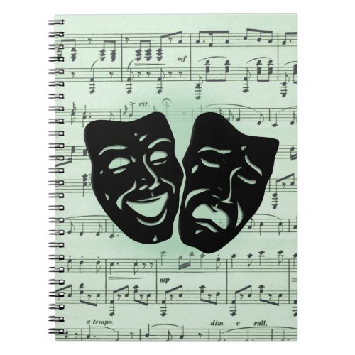 Green Music and Theater Greek Masks Notebook