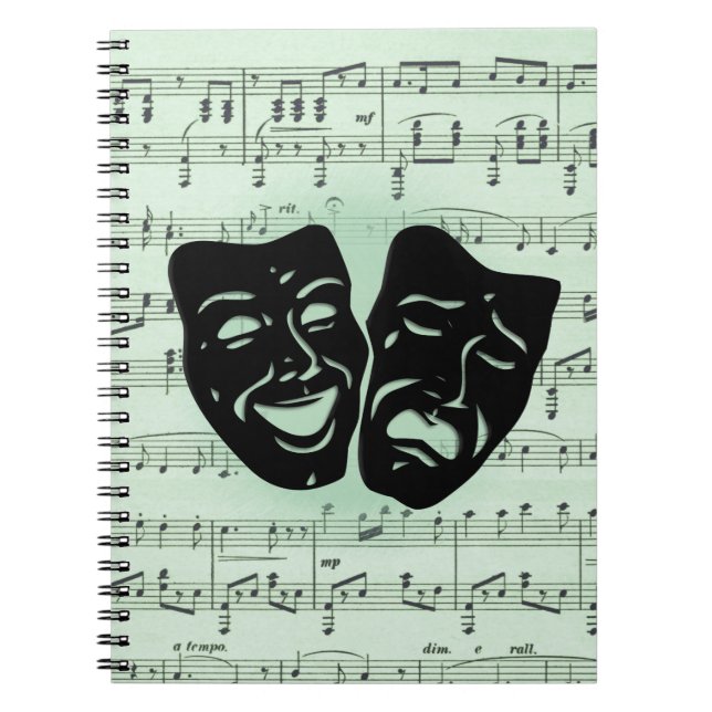 Green Music and Theater Greek Masks Notebook (Front)