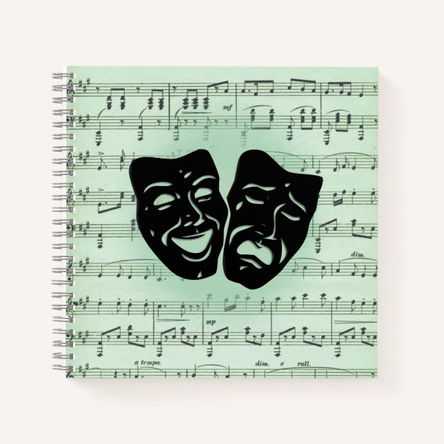 Green Music and Theater Greek Masks Notebook (Front)