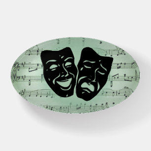 Green Music and Theater Greek Masks Paperweight