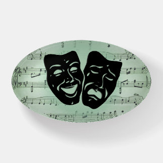 Green Music and Theater Greek Masks Paperweight