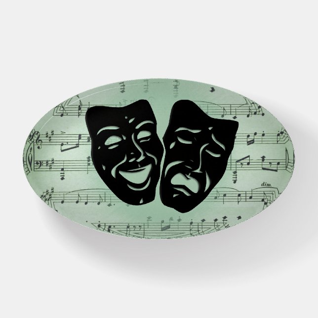 Green Music and Theater Greek Masks Paperweight (Front)