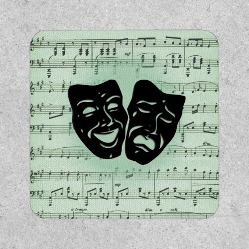 Green Music and Theater Greek Masks Patch