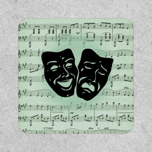 Green Music and Theater Greek Masks Patch (Front)