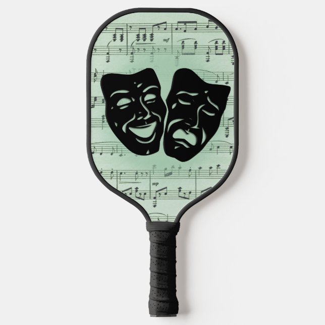 Green Music and Theater Greek Masks Pickleball Paddle (Front)
