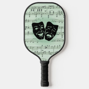 Green Music and Theater Greek Masks Pickleball Paddle